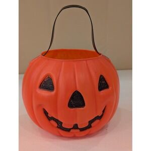 VTG AJ Benzi Halloween Trick‎ or Treat Pumpkin Bucket Blow Mold Witch Decor 800